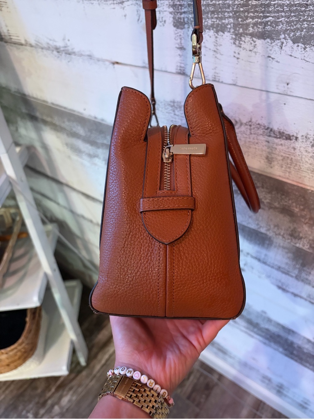 Kate Spade New York Cognac Pebbled Leather Satchel Crossbody Purse 👜 - Picture 6 of 14